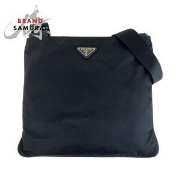 Prada Tessuto triangular black nylon Shoulder Bag messenger - Picture 1 of 9